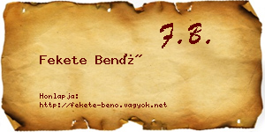 Fekete Benő névjegykártya